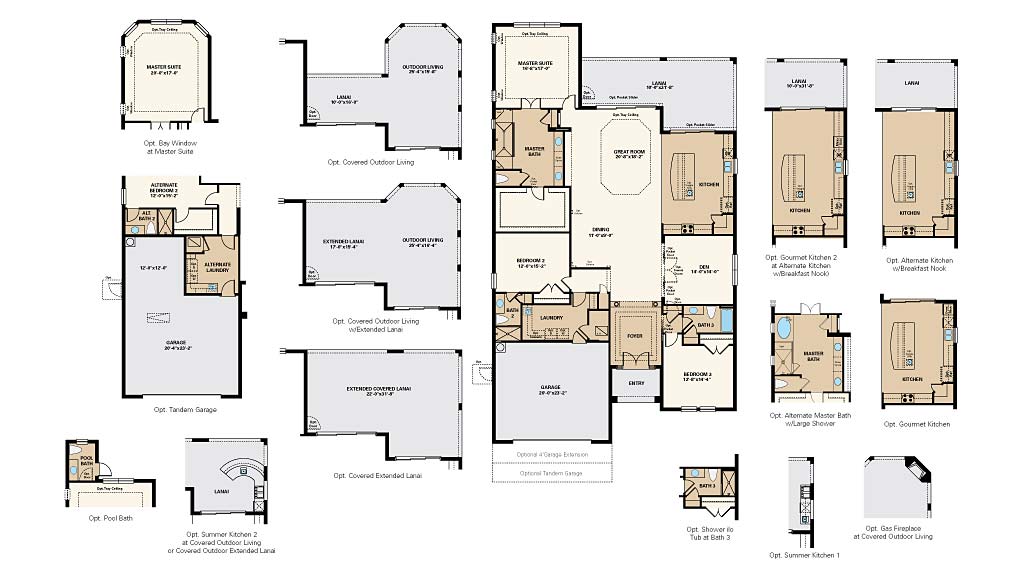 Pallazio Floor Plan at Hacienda Lakes, Naples by Taylor Morrison, 2,929 Square Feet, 3 Bedrooms, 3 Baths, 2 Garage, 12 Story